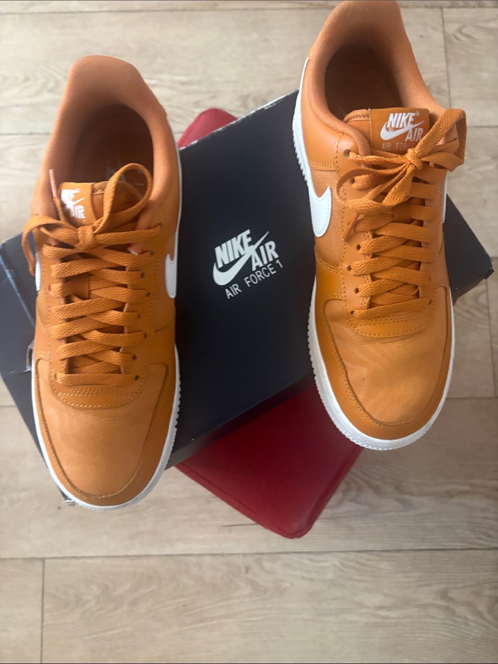 Nike Air Force 1 Low Men's Sneakers — Orange with White Swoosh